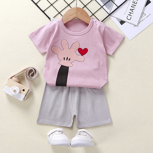 Title 14, Baby t-shirt shorts cotton two-piece suit, soft...