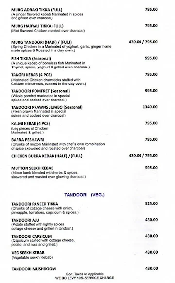 Moti Mahal Delux menu 