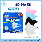 [Hộp 10 Cái] Khẩu Trang 5D Mask Famapro Quai Thun Khẩu Trang Y Tế Kháng Khuẩn Dày 3 Lớp Vải Không Dệt