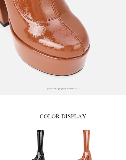 Title 10, Tall Chunky Heel Round Toe Platform Stretch Boo...