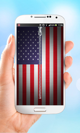 US Flag Zipper Lock Screen