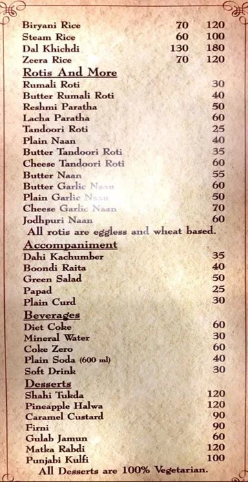 Bademiya Fine Dine Restaurant menu 