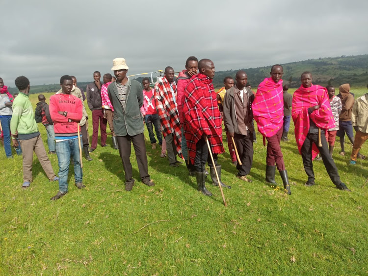 A section of youth from the Maasai community at the border where fighting often breaks out.