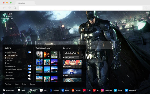 Bruce Wayne New Tab Page HD Batman Theme