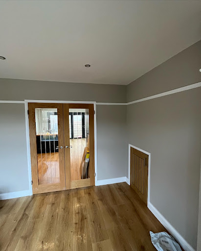 Completed in farrow and ball elephants breath estate emulsion 