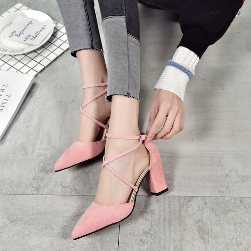 Title 3, Korean Fashion Pointed Toe Buckle Strap High He...