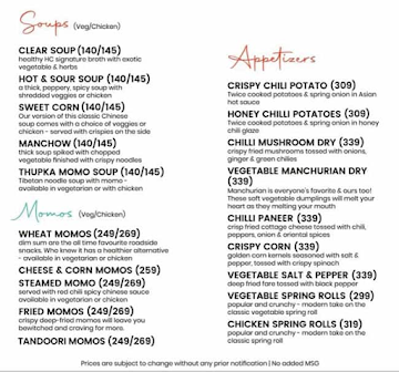 Hudson Chopsticks menu 