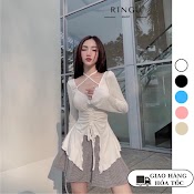 [Mã Topadd Giảm Đến 20K Đơn 150K] Áo Thun Body Nữ Rút Eo Kiểu Tay Loa Dây Chéo Cổ Chất Thun Gân - Ringu Shop