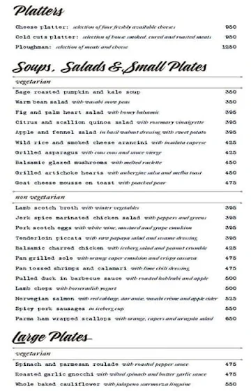 Perch Wine & Coffee Bar menu 