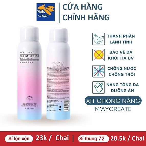 Kem Chống Nắng Trắng Da Maycreate 150Ml Dạng Xịt