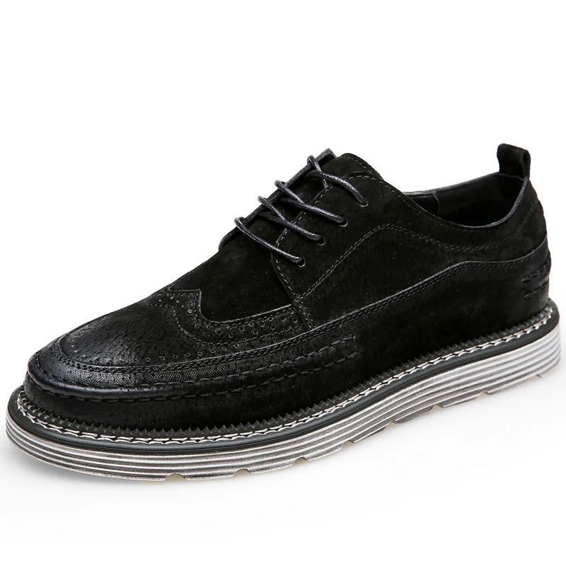 Sapatos Brogue de Couro Camurça Europeu e Americano