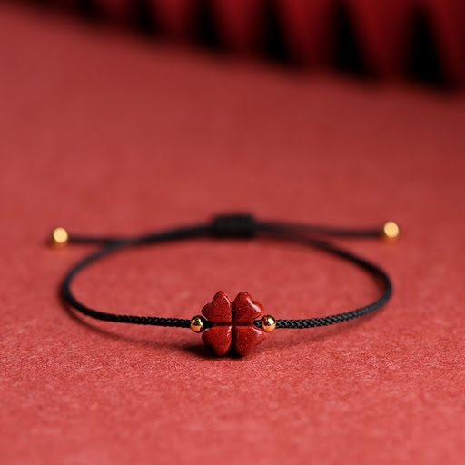 Title 6, Natural Raw Ore Cinnabar Bracelet Clover Purple...