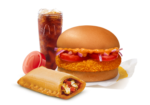 McAloo Tikki Burger + Veg Pizza McPuff + Coke