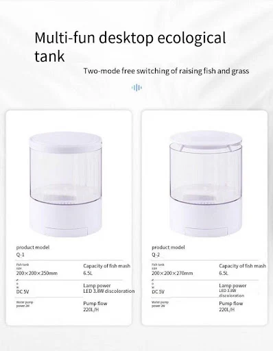 Round colorful lights desktop fish tank mini fighting fish tank small gold fish tank lighting filter oxygen aquarium acc