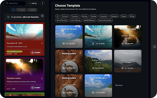 FocusBox: Pomodoro & Focus Timers Online