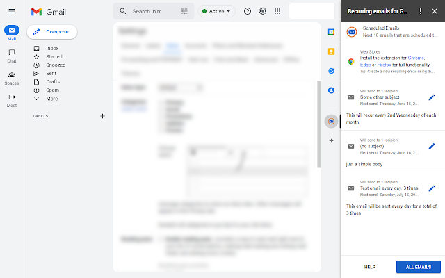 Recurring emails for Gmail™ screenshot 1