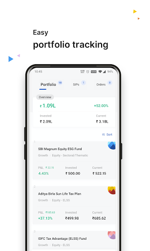 Screenshot Zerodha Coin - Mutual funds