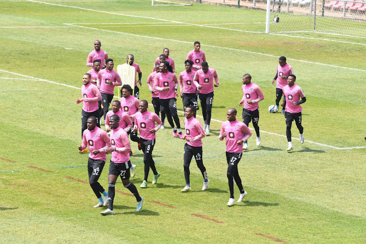 Orlando Pirates players at Rand Stadium on Thursday