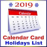 Calendar Card 2019 & Holidays  icon