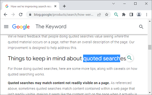 Quick Quoted Search