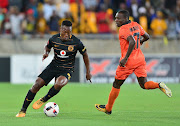 Philani Zulu of Kaizer Chiefs challenged by Rodney Ramagalela of Polokwane City during the Absa Premiership 2017/18 football match between Polokwane City and Kaizer Chiefs at Peter Mokaba Stadium, Polokwane on 31 October 2017.