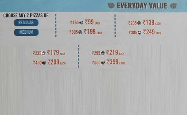 Domino's Pizza menu 