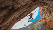 'Never ever stop' is the mantra of 62-year-old climber Colin Crabtree, pictured here on a route called The Activist at Montagu.