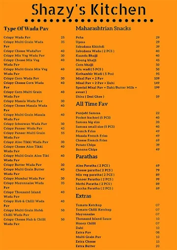 Shazy's Kitchen menu 