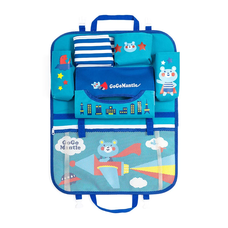 Sac de rangement de voiture de dessin animé à suspendre au siège, parfait pour les enfants, garde la voiture propre et organisée, facile à installer.
