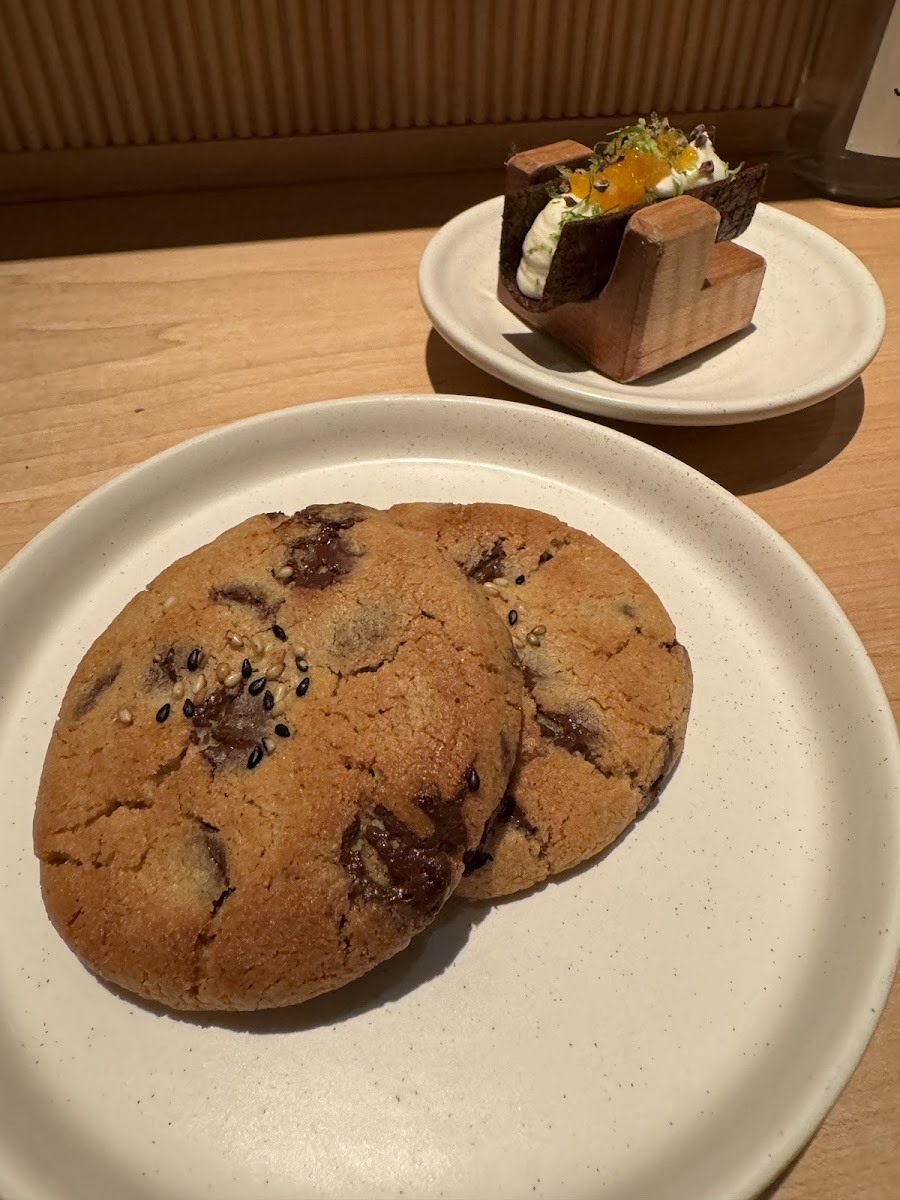 Miso sesame chocolate cookies and cannoli