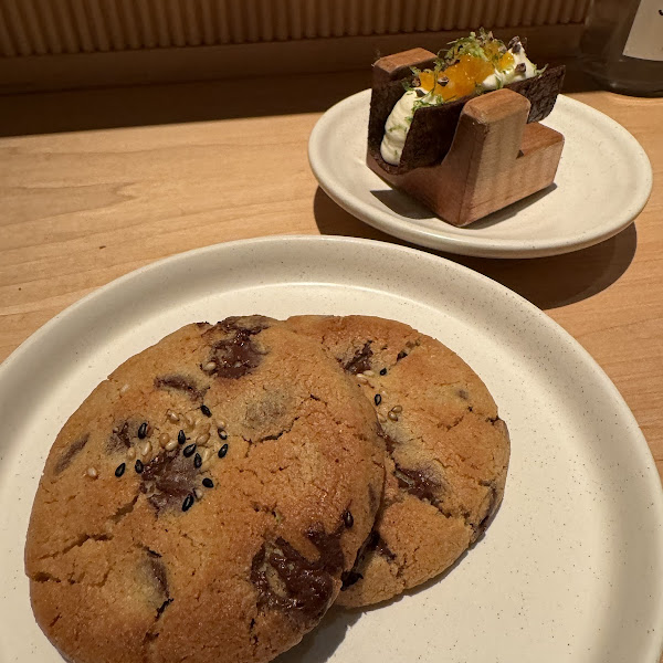 Miso sesame chocolate cookies and cannoli