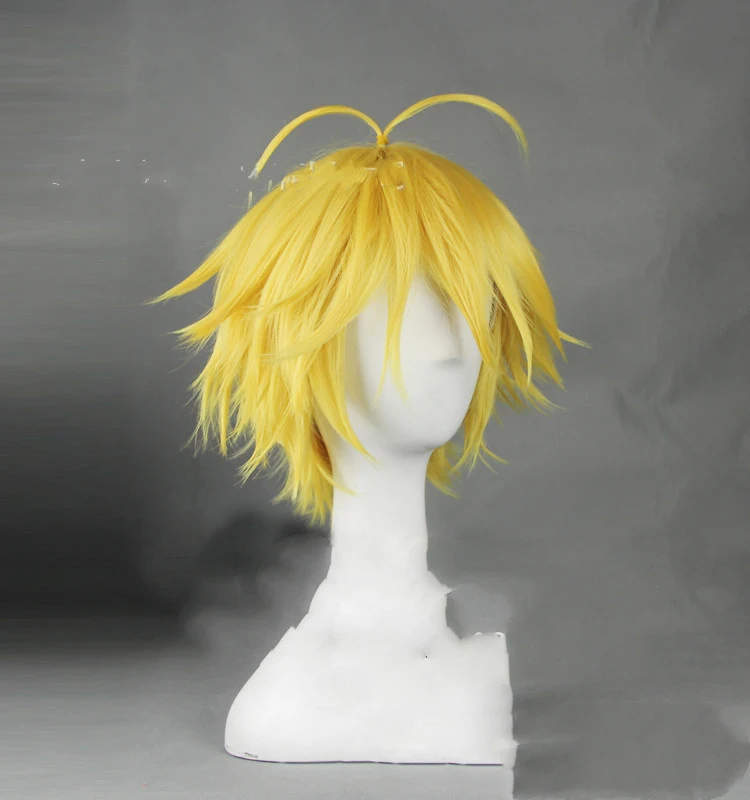 Peruca amarela de seda larga Sete Pecados Capitais, ideal para cosplay e festas, obtenha um visual vibrante e deslumbrante com esta peruca.