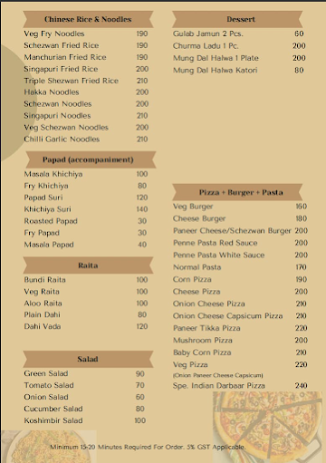 Indian Darbaar Pure Veg menu 