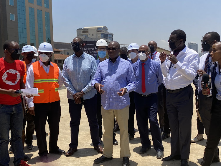 State House Chief Of Staff Nzioka Waiya, CS for Transport James Macharia and Mutahi Ngunyi, technical assistant to President Uhuru Kenyatta, on September 29