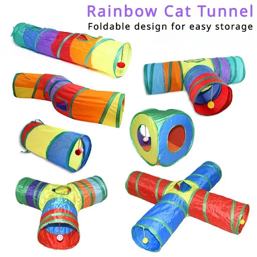Cat Rattle Paper Tunnel Cat Toys Pet Crinkle Tunnel Cat Tent Tunnel Foldable Cat Toy Small Pet Cat Polyester Cotton