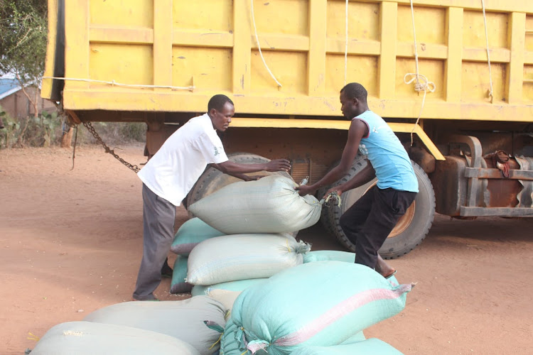 Food donations in Mwingi North where pupils have fainted from hunger.