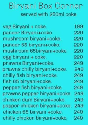 Biryani Box Corner menu 