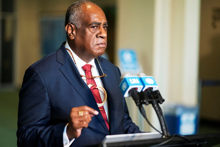 Vanuatu Prime Minister Ishmael Kalsakau delivers remarks at UN headquarters in New York City, the US, March 29 2023. Picture: EDUARDO MUNOZ/REUTERS