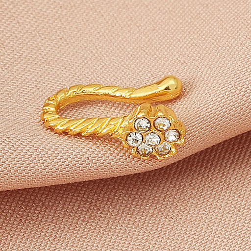 Title 7, Zircon nose rings with metal U-shaped leaves an...