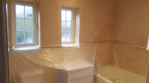 Masking tape used for straight lines.