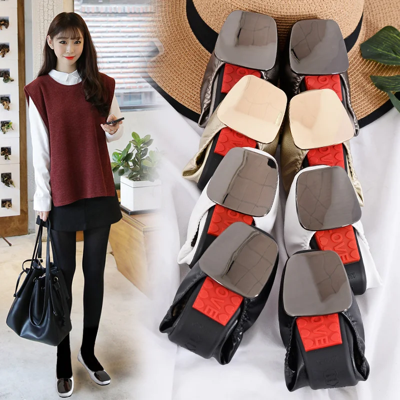 Vierkante neus platte schoenen met vierkante gesp voor dagelijks gebruik. Comfortabel en modieus, perfect voor elke outfit.