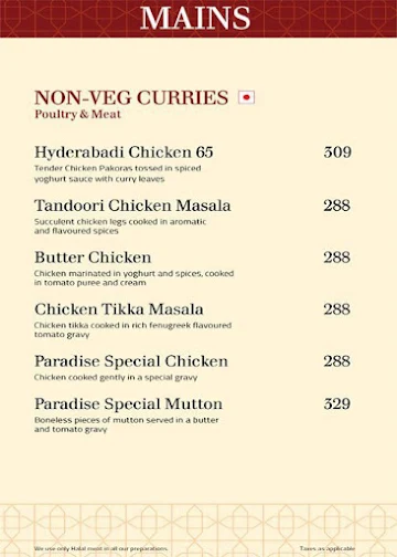 Biryani Paradise menu 