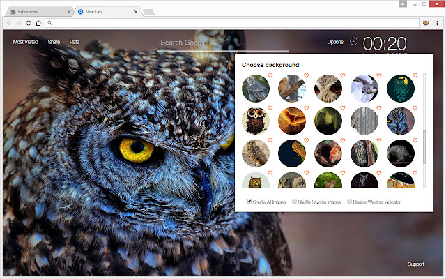 Owl Backgrounds Owls New Tab by freeaddon.com logo