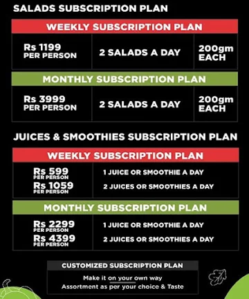 Healthy Crush menu 