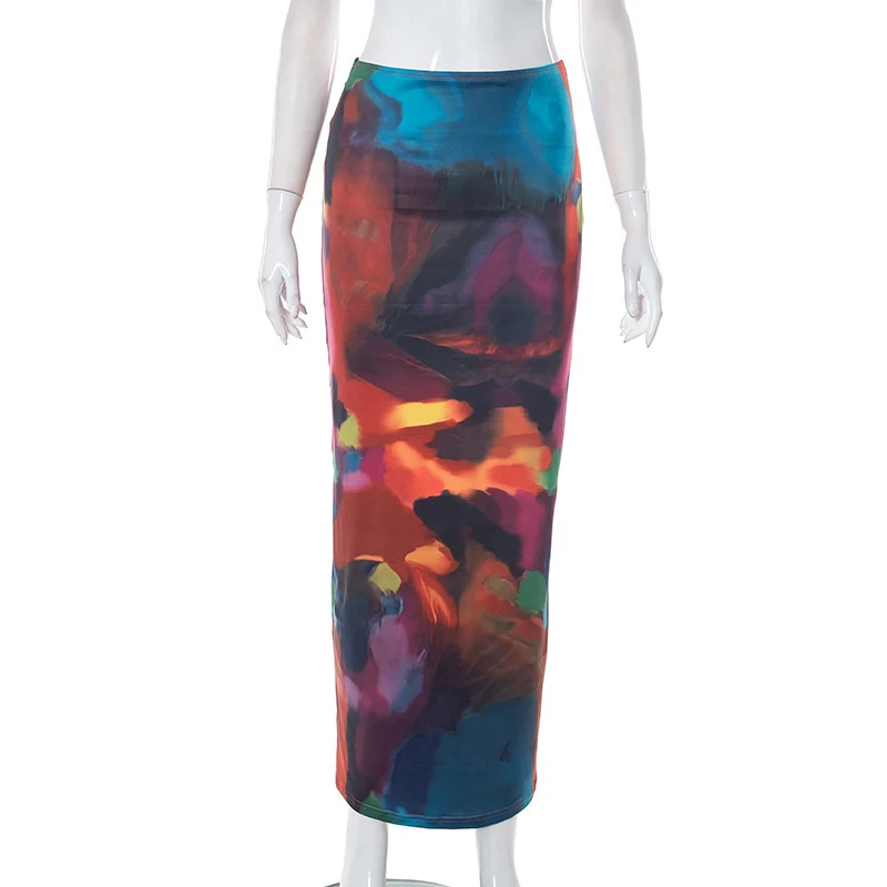 Casual geschilderde print cropped kokerrok. Stijlvol en comfortabel voor een trendy look. Perfect voor dagelijks gebruik en vrije tijd.