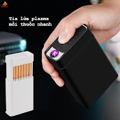 Hộp Đựng Thuốc 20 Điếu Kiêm Hộp Quẹt Bật Lửa Điện Plasma Chống Gió Sạc Pin Tiện Lợi Sang Trọng