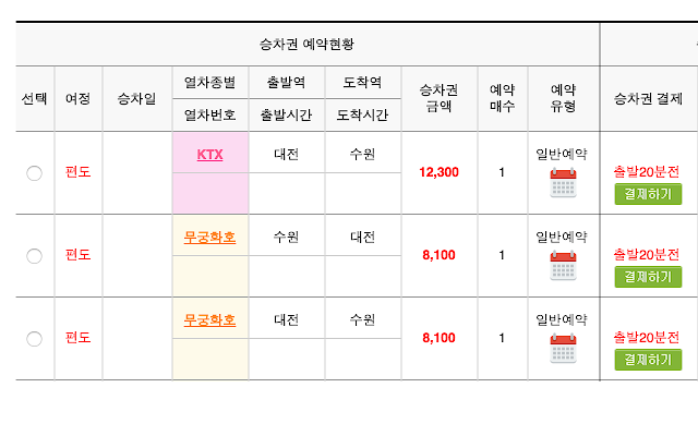 Korail Calendar