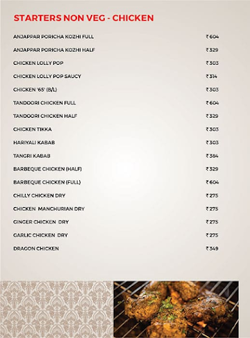 Anjappar menu 