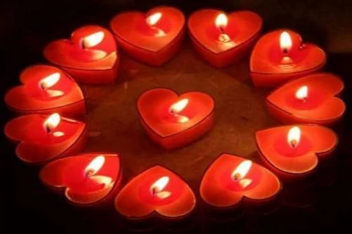 Red Heart Tealight Candles - Set Of 4