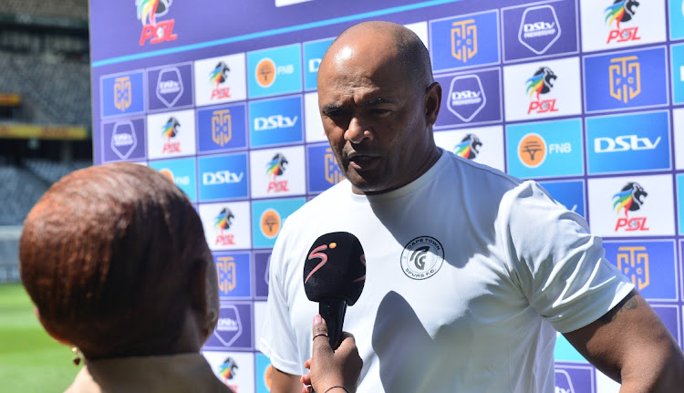 Cape Town Spurs coach Shaun Bartlett is interviewed before his team's DStv Premiership match against Cape Town City at Cape Town Stadium on Saturday.